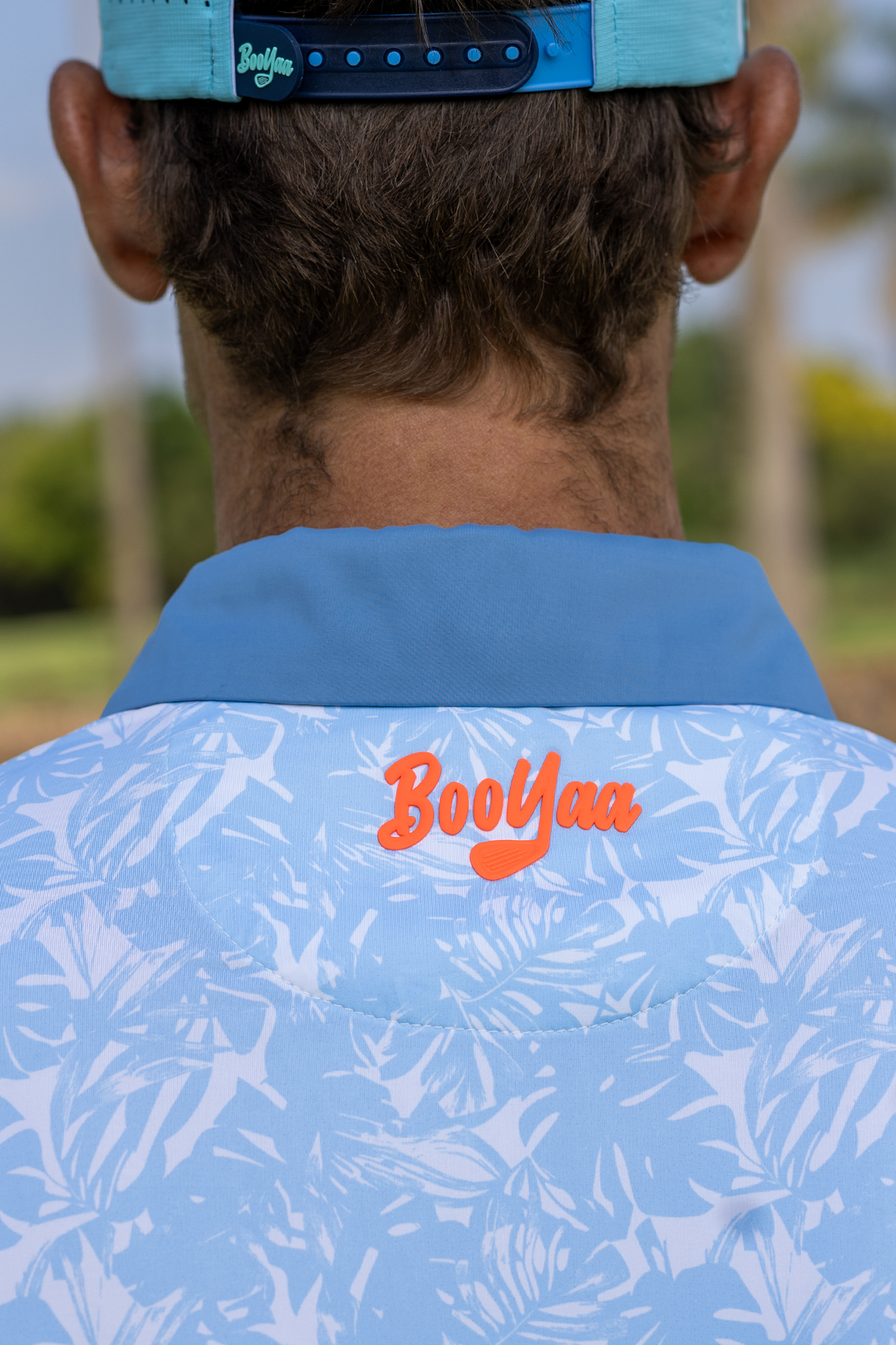 BooYaa Premium Men's Golf Polo, Hawaii Tropical Print, 4-Way Stretch, Moisture-Wicking