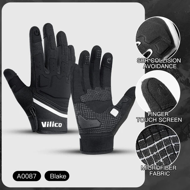 Outdoor sports warm anti slip wear-resistant shock-absorbing anti-collision touch screen road bike riding gloves