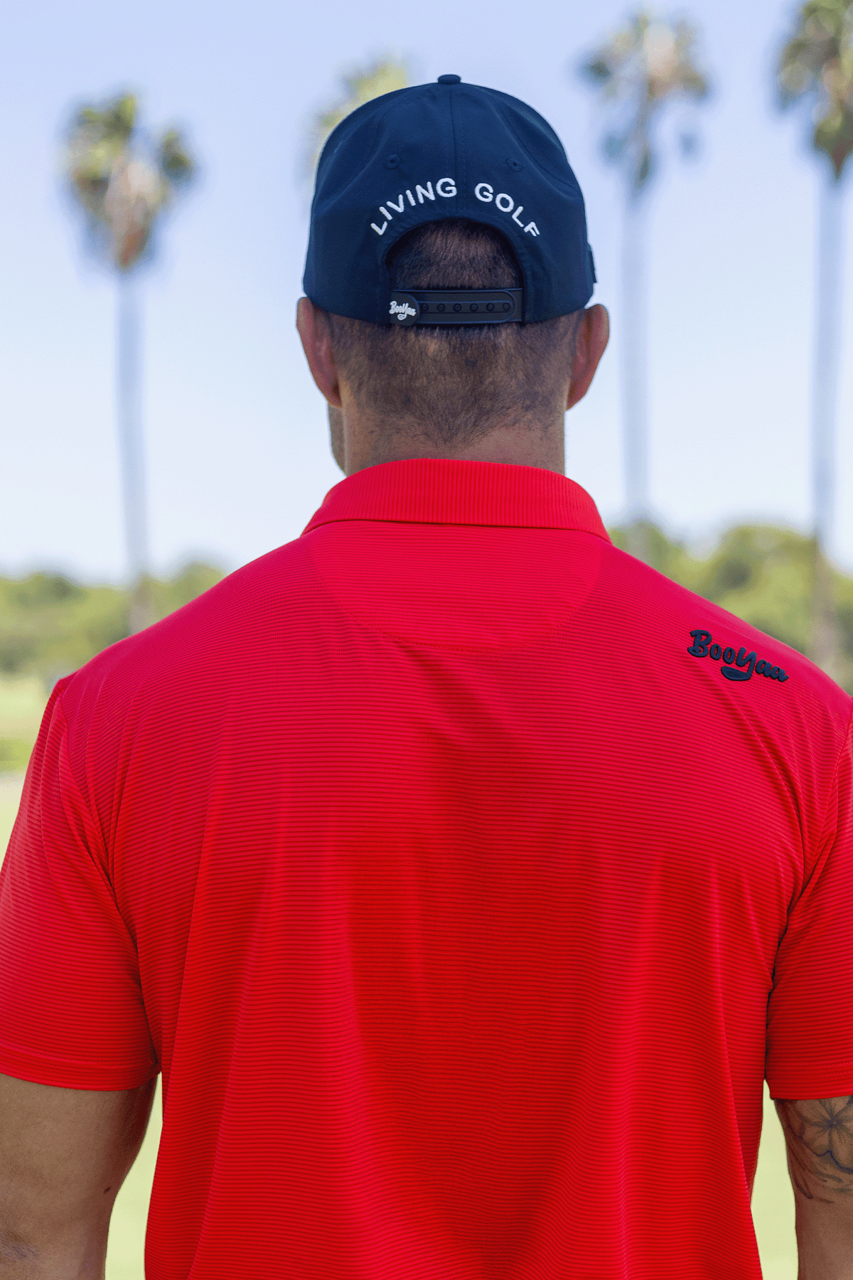 BooYaa Vintage Men's Golf Polo, Tiger Red, 4-Way Stretch, Moisture-Wicking