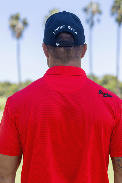 BooYaa Vintage Men's Golf Polo, Tiger Red, 4-Way Stretch, Moisture-Wicking
