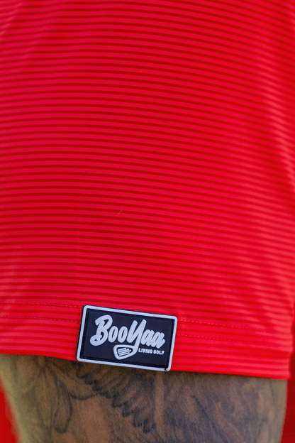 BooYaa Vintage Men's Golf Polo, Tiger Red, 4-Way Stretch, Moisture-Wicking