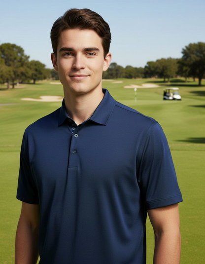 Personalized Groomsmen Golf Polo - Premium Botanic Blueprint - Performance Fabric